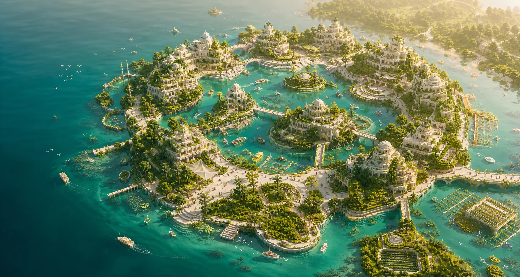 The garden islands, lagoons, and public spaces of The Tidal Commons